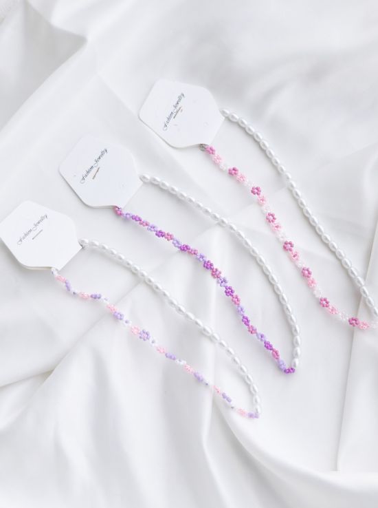 چوکر گلدار مرواریدی