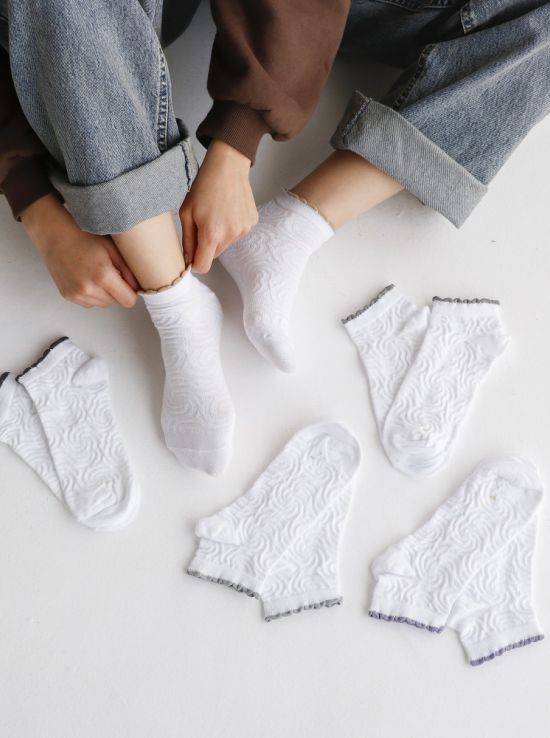 جوراب مچی پنبه لامیل طرح برجسته | هیبا